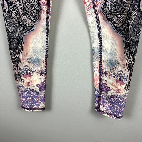 Evolution Creation Cropped Ankle Leggings Elephant Mandala Metallic Foil S Small - Picture 5 of 9
